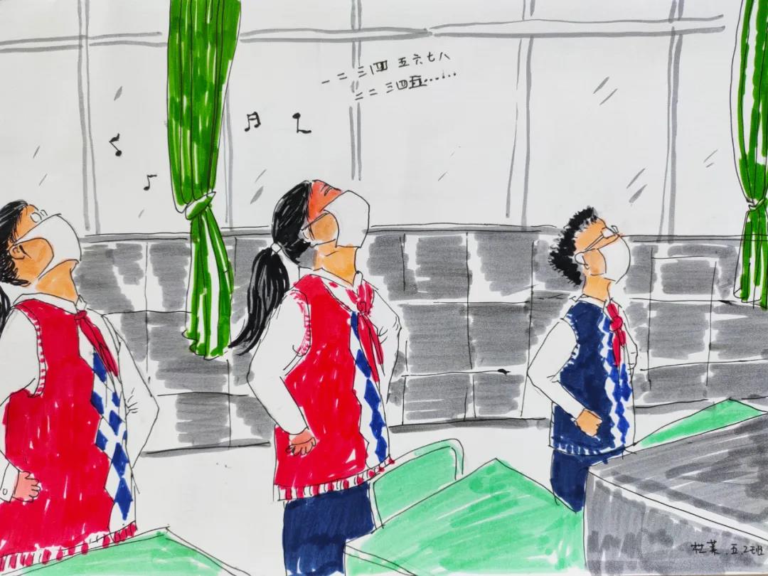 小学生用画笔记录校园防疫"十二时辰"