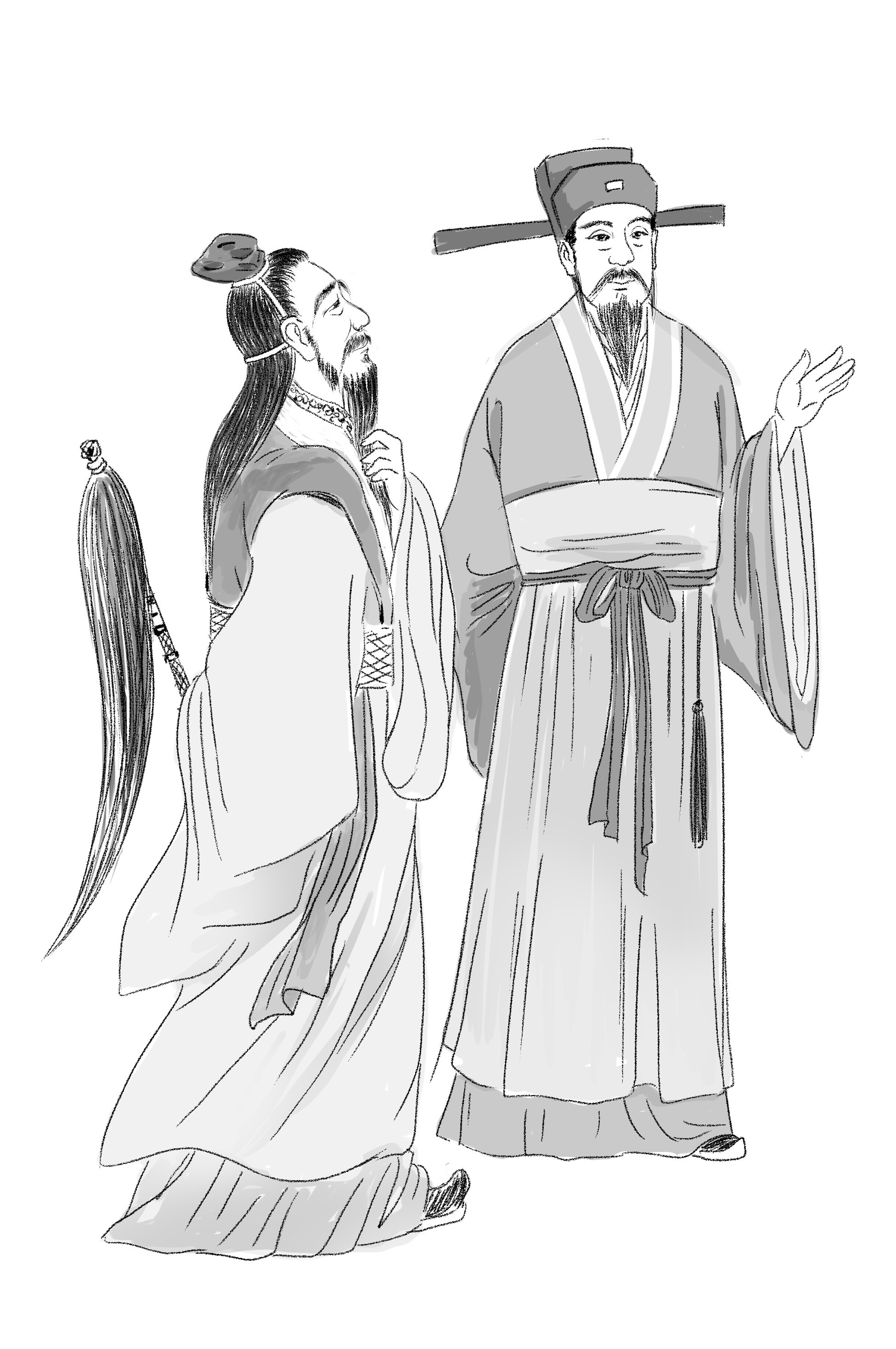 王安石与李士宁.          罗乐   画
