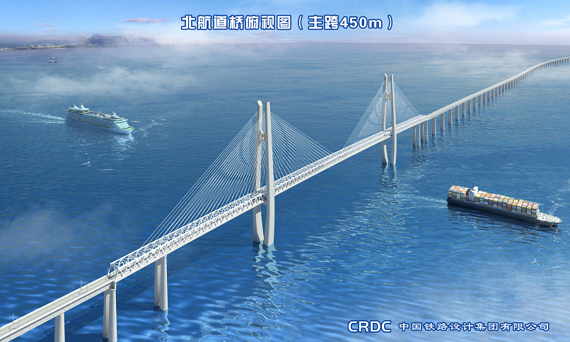 三座航道桥和海中,浅水,浅滩区引桥,属超长大的高速铁路桥梁集群工程