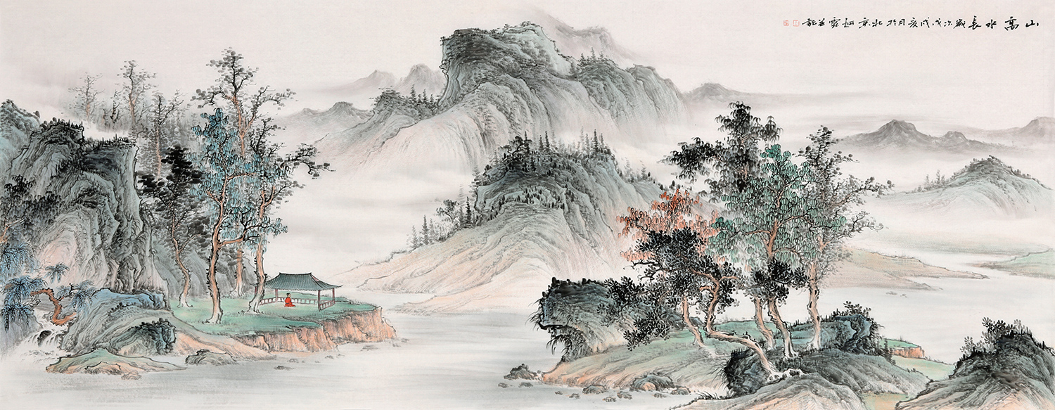 仿古装饰用画 李佩锦新品力作国画山水《山高水长》