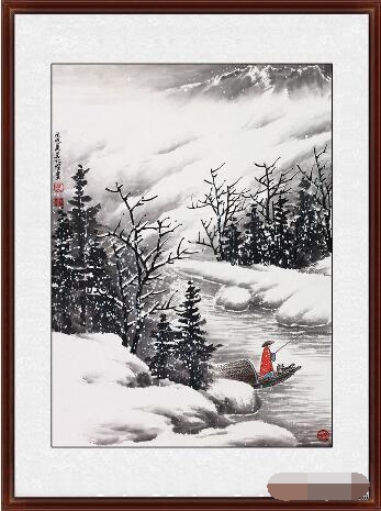 雪景小品画 吴大恺最新国画《独钓寒江雪》