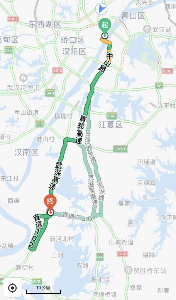 止于江夏区法泗街,与武汉至深圳高速公路嘉鱼北段对接,路线全长33公里