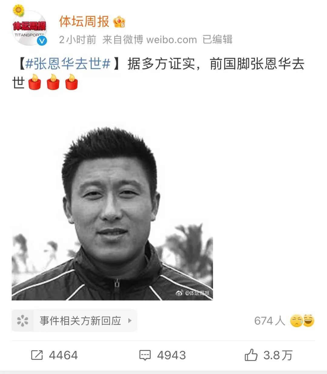 前国足队长张恩华去世据体坛周报及多位媒体人消息,北京时间4月29日