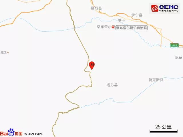 新疆伊犁州察布查尔县发生32级地震