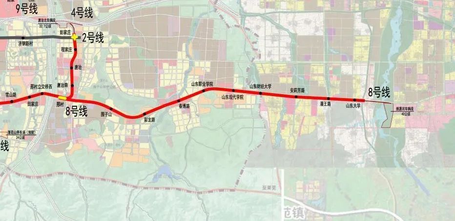 共设12个站点济南地铁8号线选址公示连接中心城区与章丘