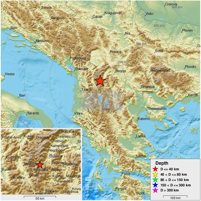 北马其顿发生数次地震最大震级里氏49级