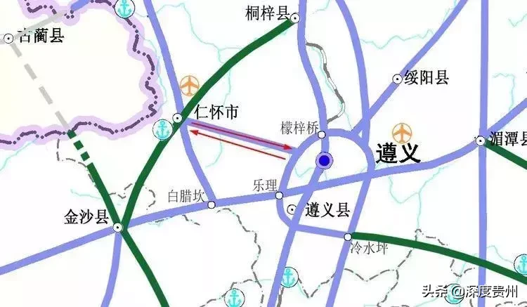 高速加密规划图(图中遵义县为播州区)仁遵高速公路总体为西北东南