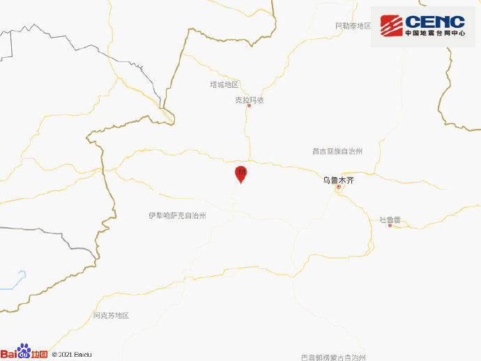 新疆塔城地区乌苏市发生31级地震震源深度9千米