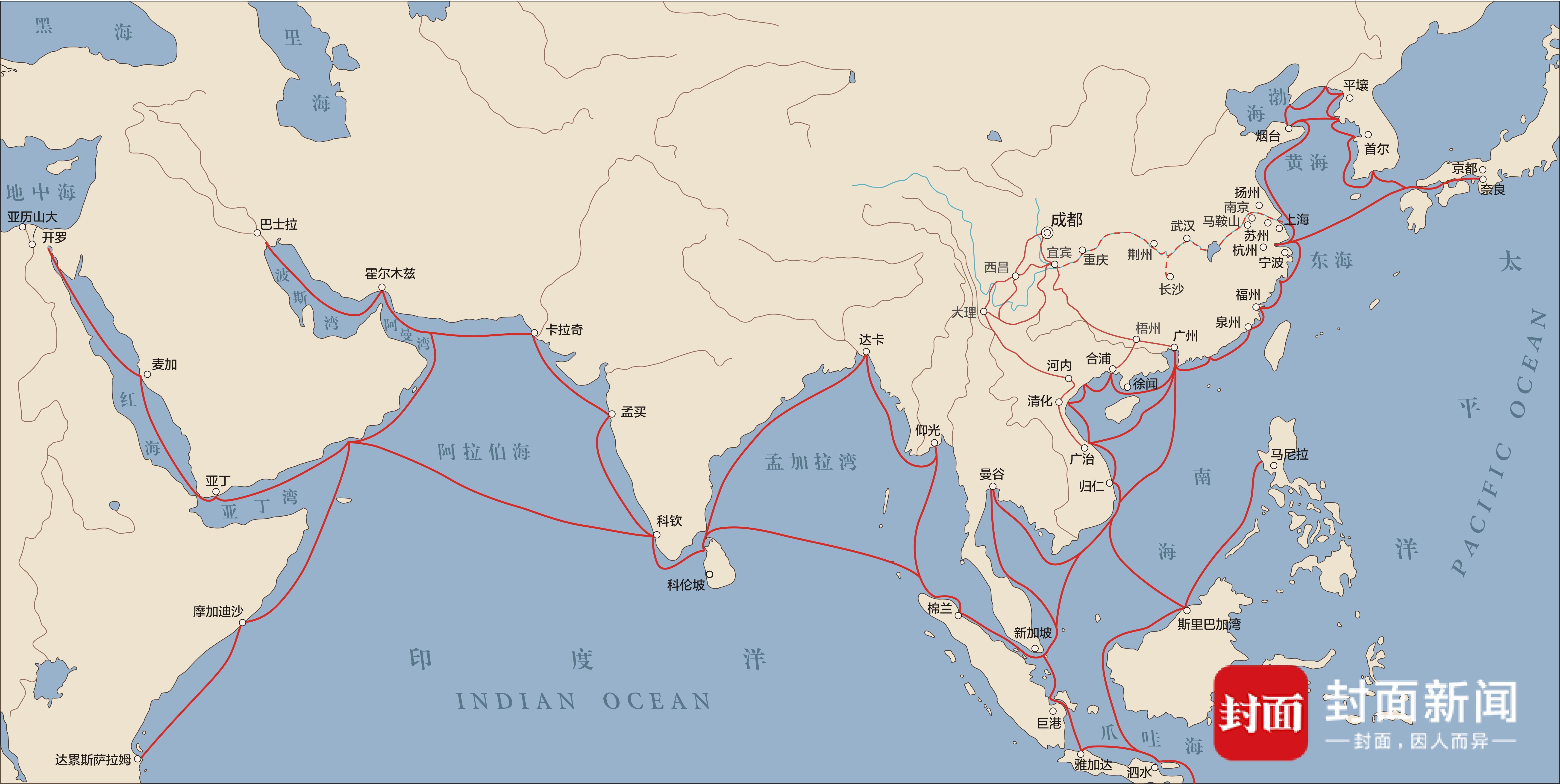 海上丝绸之路线路图图片