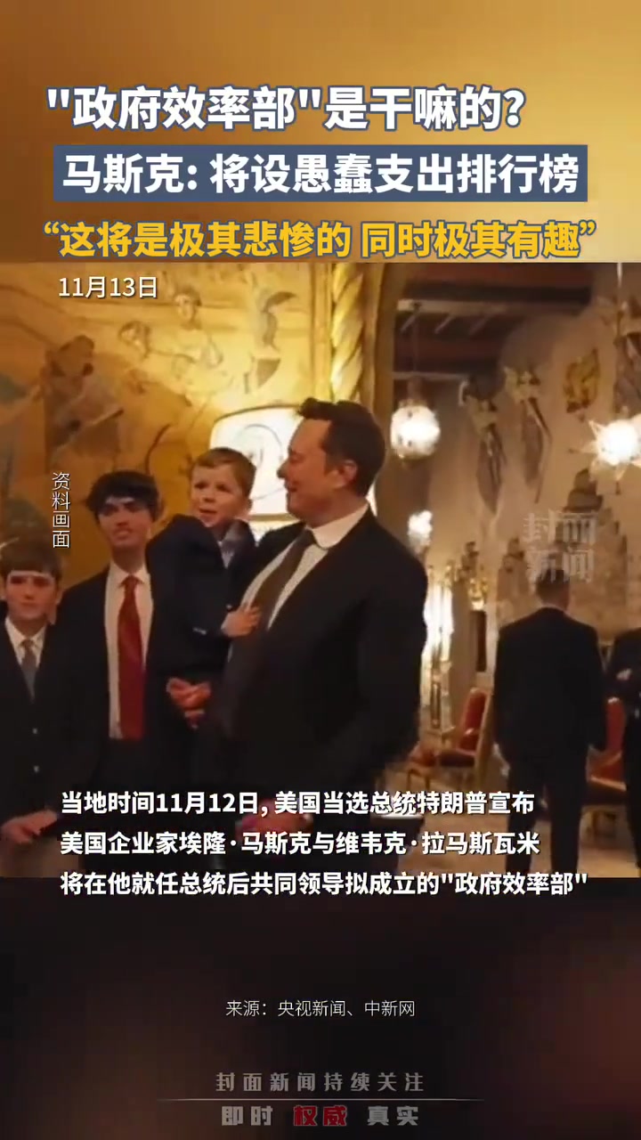 政府效率部”是干嘛的？马斯克：将设愚蠢支出排行榜