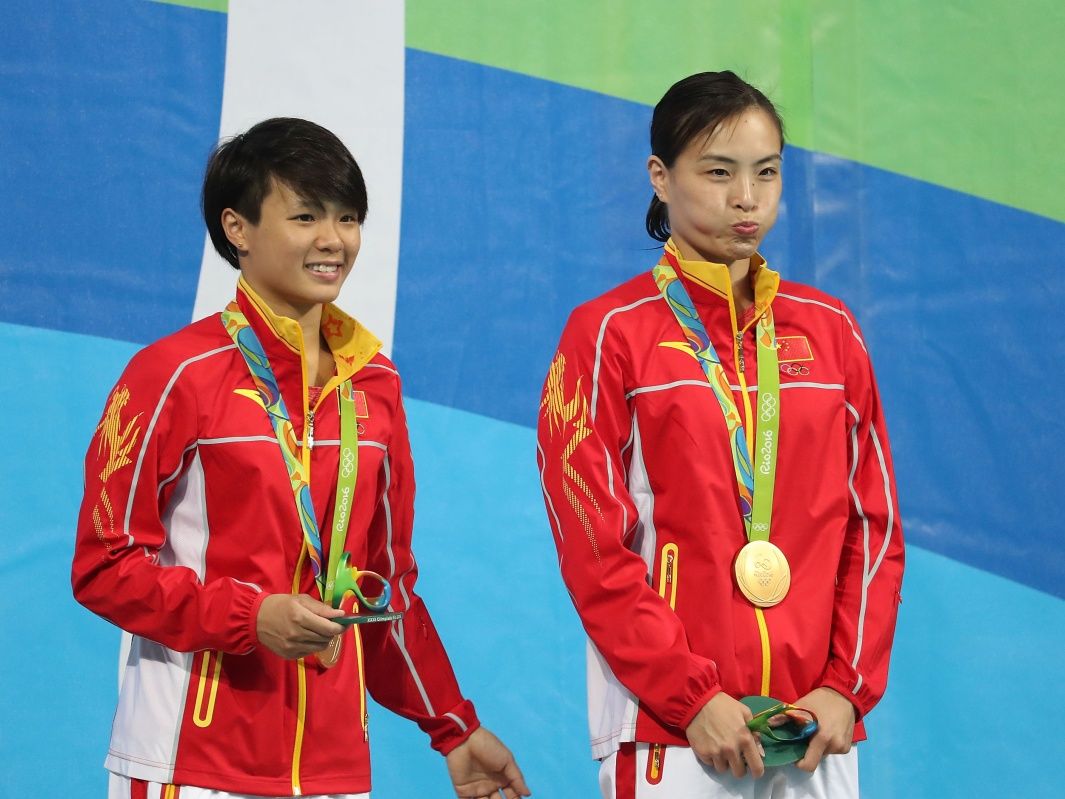 2016年8月7日,在里約奧運會女子雙人三米板決賽中,中國選手吳敏霞和施