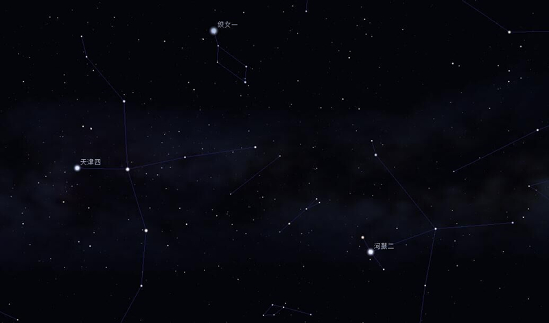 深情地望着银河对岸的牛郎(河鼓二)和她的2个儿子(河鼓一和河鼓三)