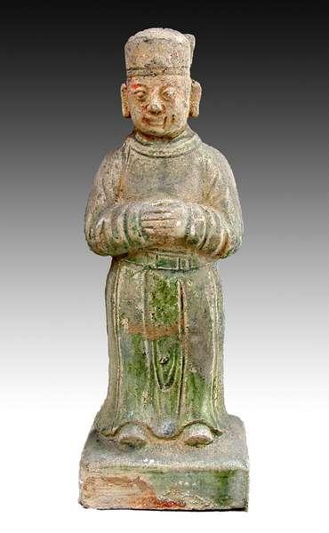 蜀僖王陵出土文物:明琉璃近侍俑.(明蜀王陵博物馆供图)