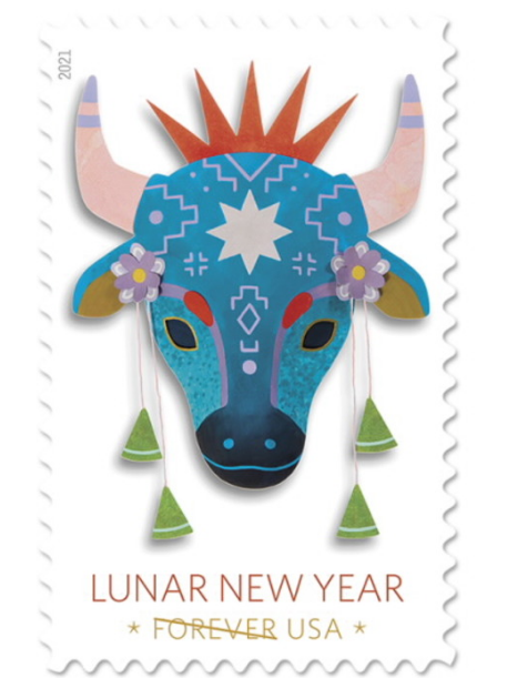 美国发行的牛年生肖邮票.