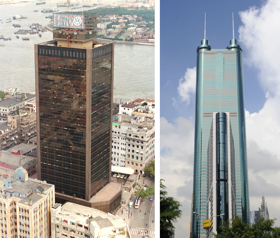 左图:1989年4月9日发,上海联谊大厦是锦江集团和香港商人合作建造的一