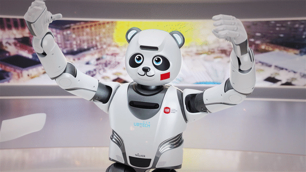这只来自优必选科技的熊猫机器人优悠身高1米3,体重63公斤,不仅外观