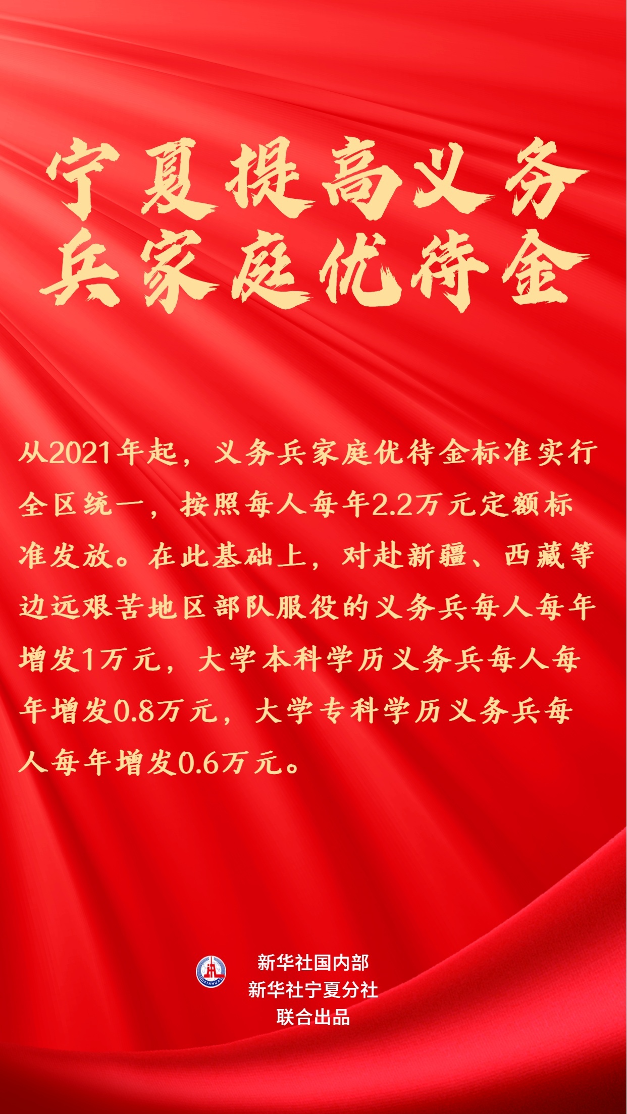 宁夏提高义务兵家庭优待金