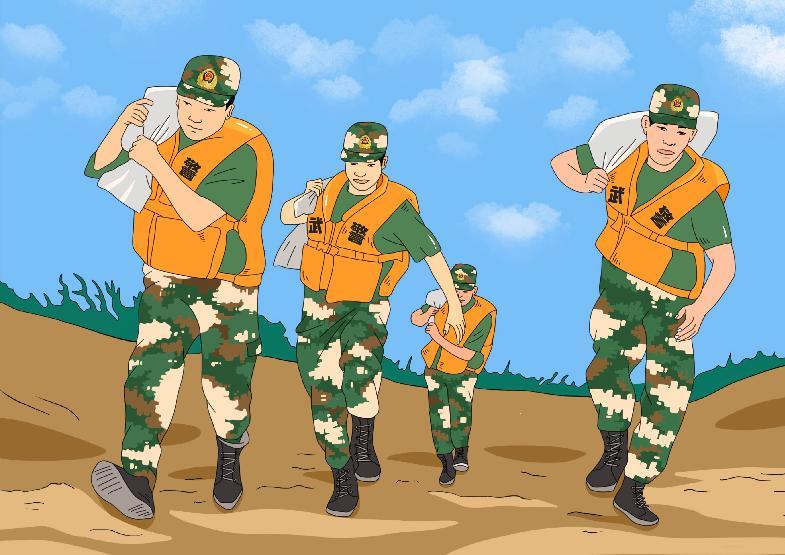 兵哥哥原创漫画致敬抗洪勇士