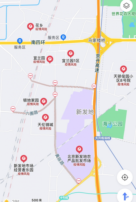 來源:高德地圖位於新發地市場周邊的新發地長途客運站已經停運.