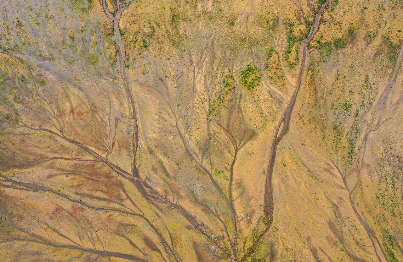 航拍武义大圆塘 干涸河床似油画