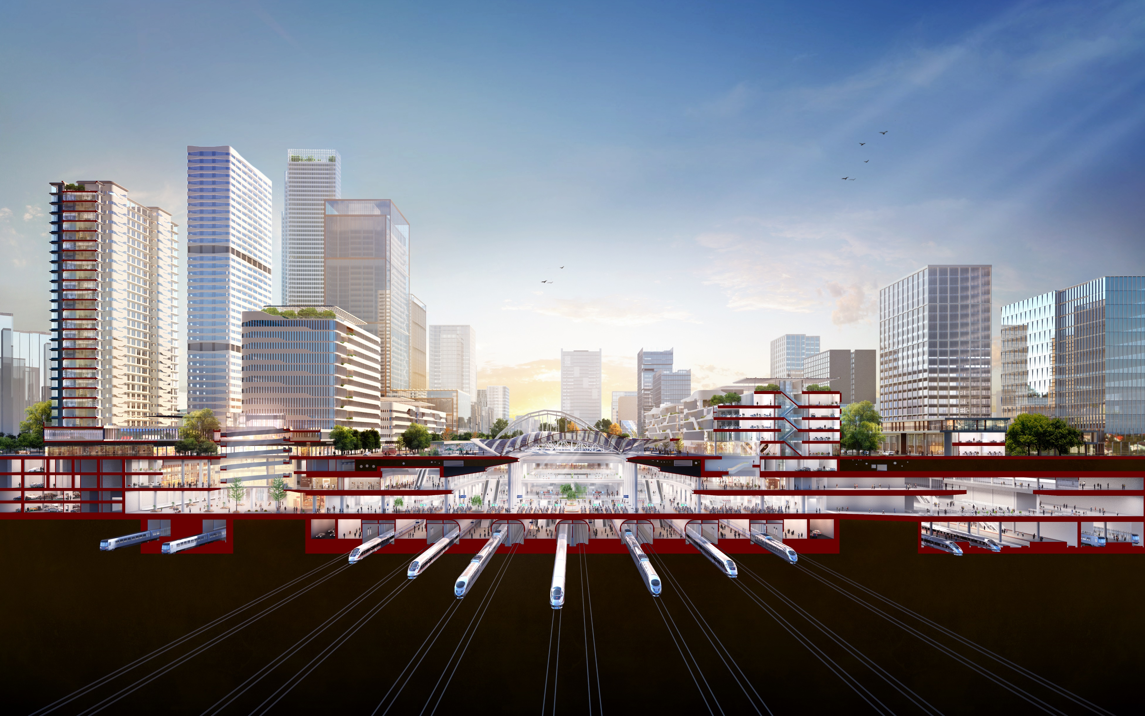 京津冀在行动北京城市副中心站综合交通枢纽亮出首段顶板