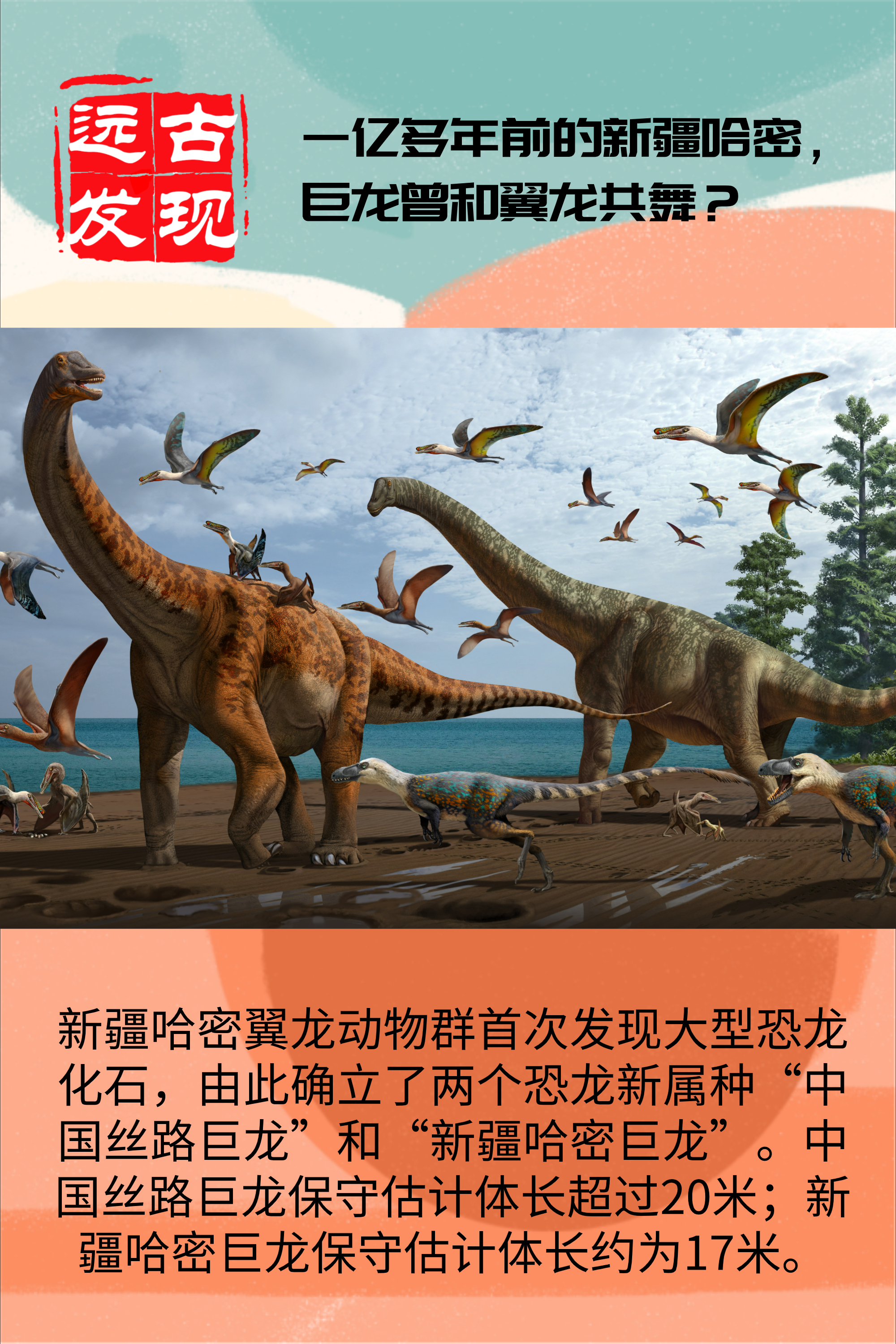 远古发现1亿多年前的新疆哈密巨龙曾和翼龙共舞